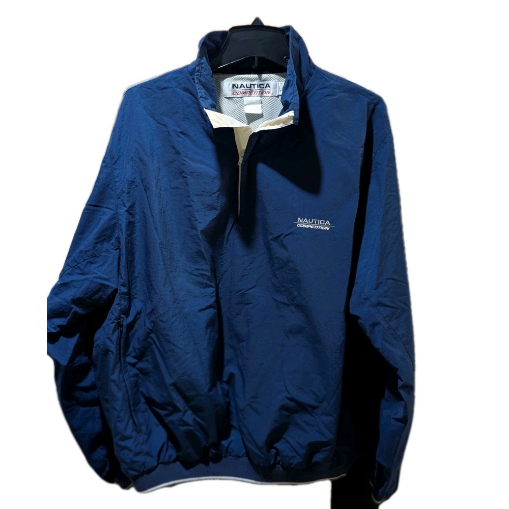 Vintage Nautica Competition Mesh Lined 1/2 Zip Windbreaker Jacket Men's Lrg 90s